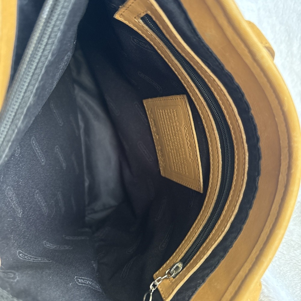 Vintage COACH Mini Lunch Tote Mustard Yellow Leather Bag 9077 90s Costa Rica - Picture 12 of 16